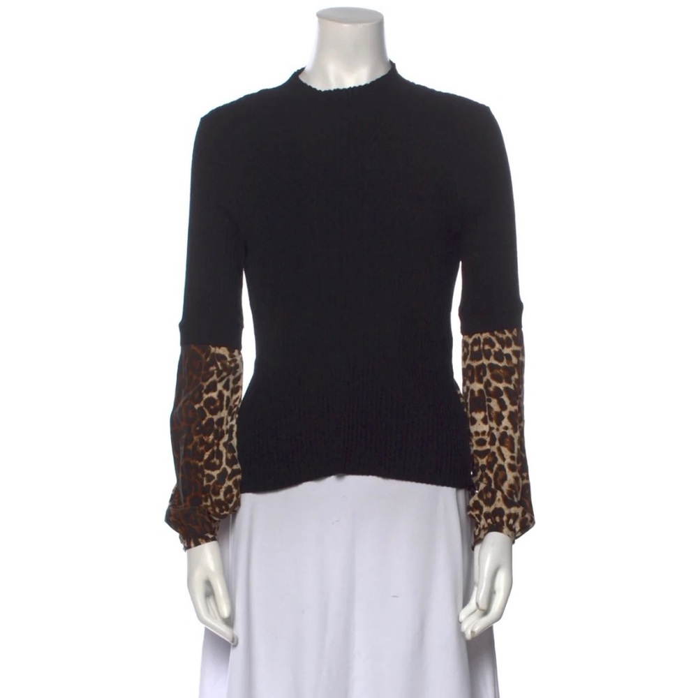 Veronica Beard leopard print mock neck sweatshirt